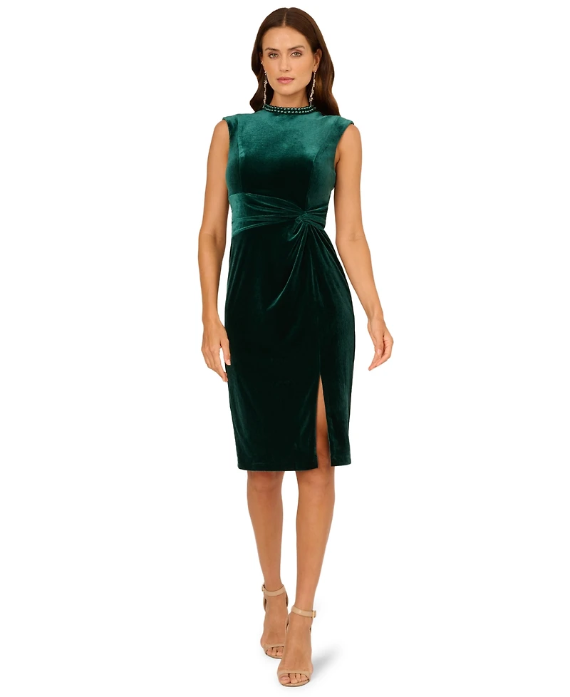 Adrianna Papell Women's Mock Neck Midi Dress