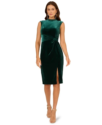 Adrianna Papell Women's Mock Neck Midi Dress