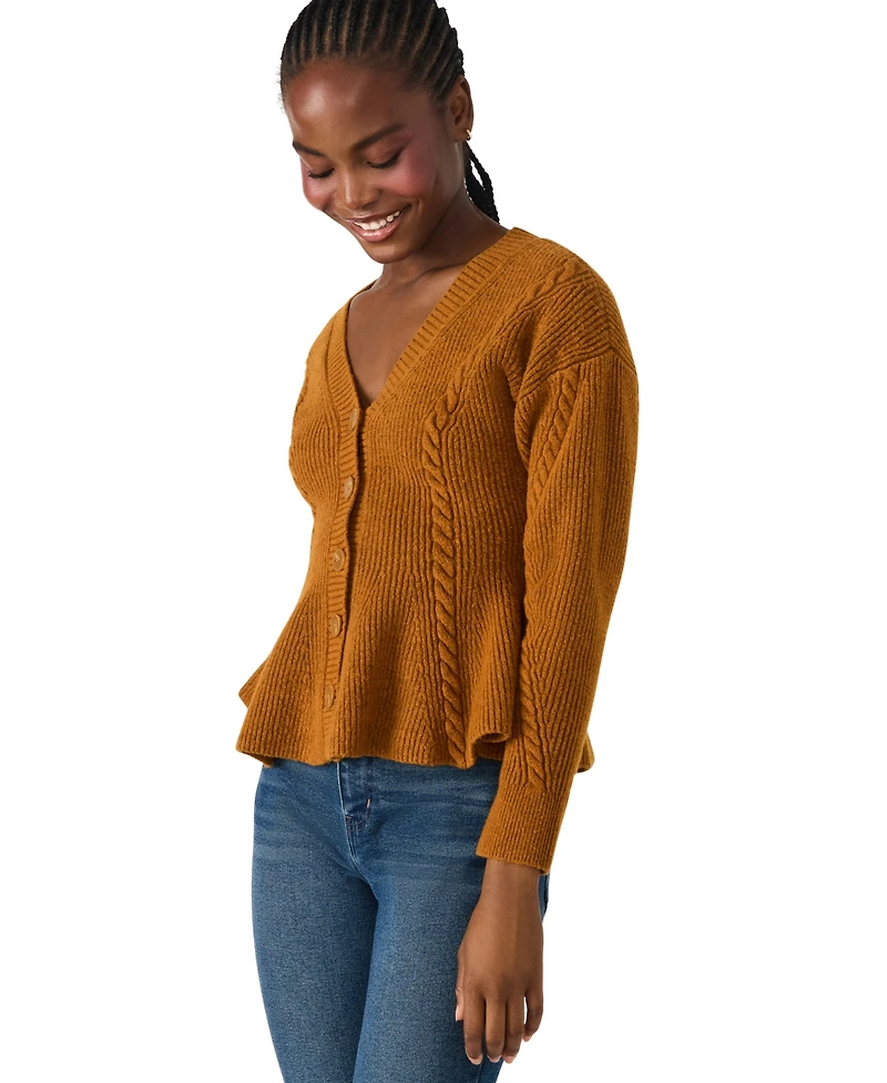 Steve Madden Women's Courtney V-Neck Peplum Sweater