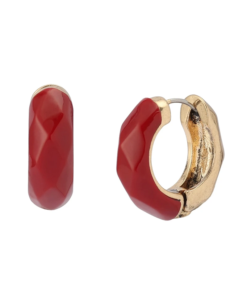 Robert Lee Morris Soho Faux Stone Heirloom Charms Faceted Huggie Earrings
