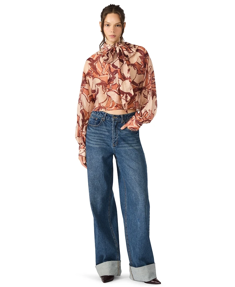Steve Madden Women's Printed Sutton Long Sleeve Top