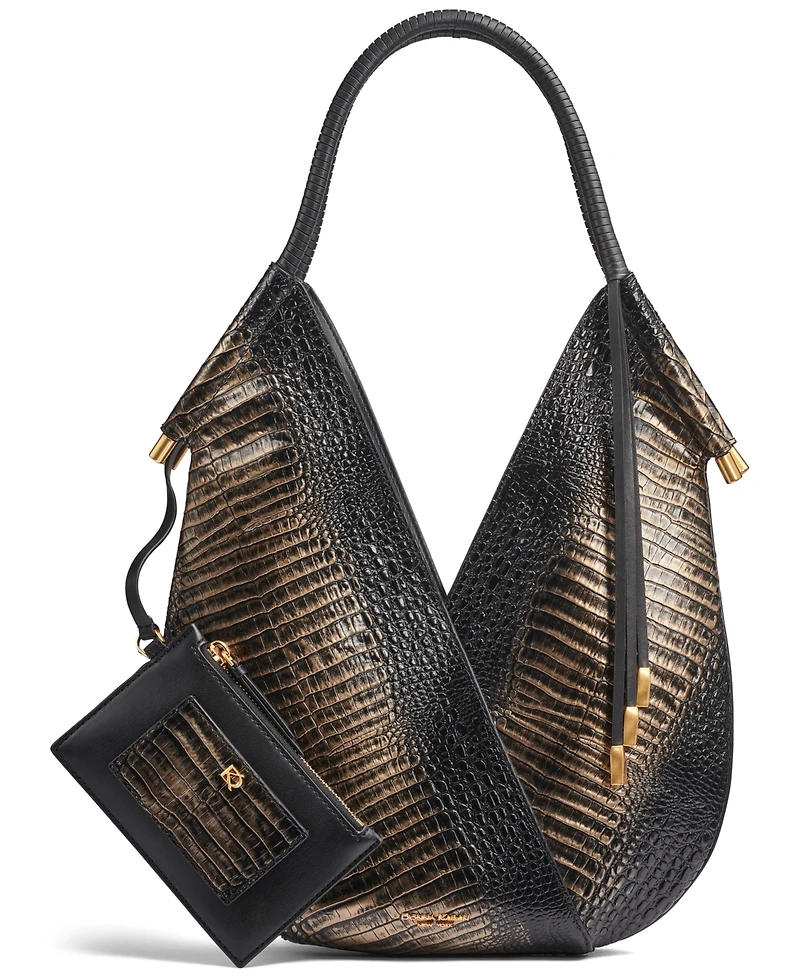 Donna Karan New York Women's Baldwin Metallic Croco Medium Shoulder Bag