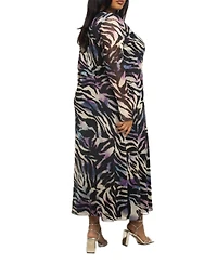 Fashion-szn Curve Women's Zebra Print Mesh Midaxi Dress