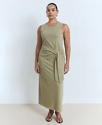 Mango Women's Knot Detail Cotton Midi Dress