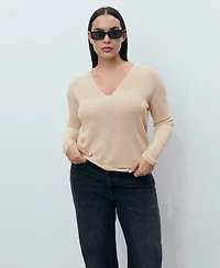Mango Women's V-Neck Lurex Sweater