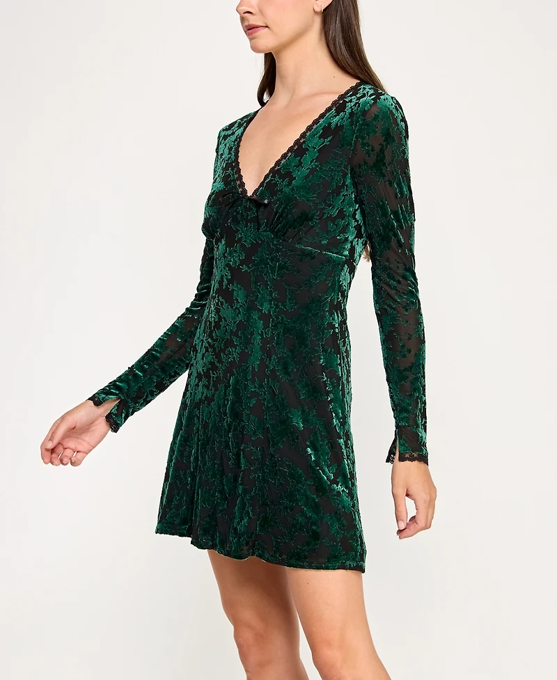 Row A Women's Long Sleeves V-Neck Dress