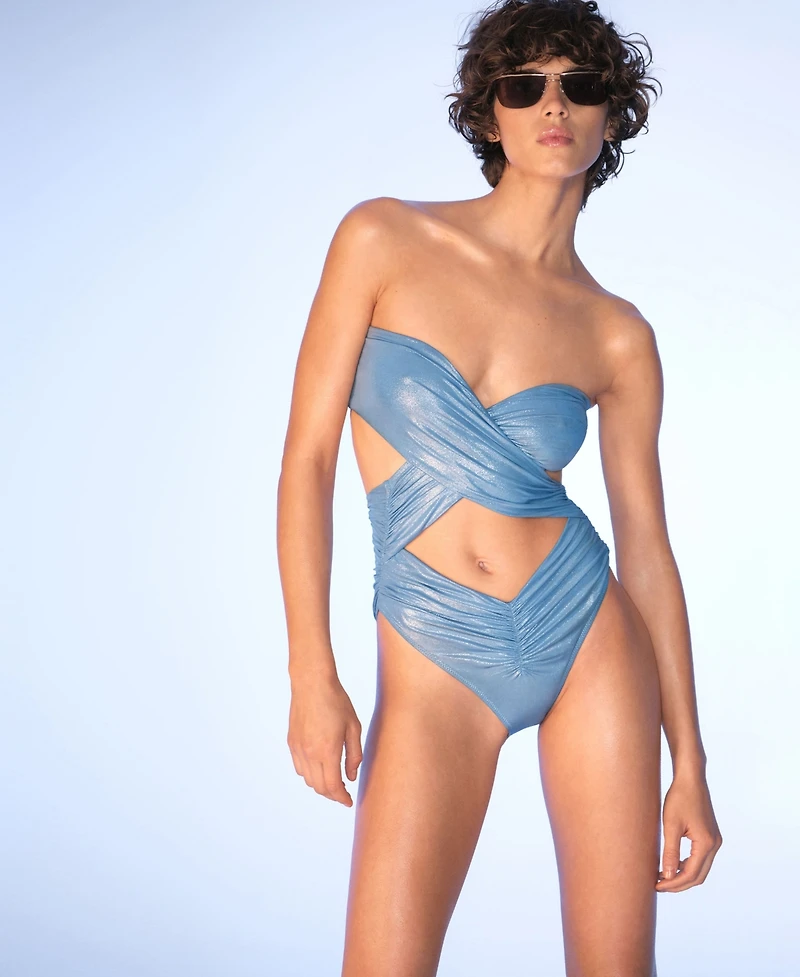 Mango Women's Shiny Finish and Cut-Out Swimsuit