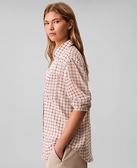 Calvin Klein Women's Printed Classic Button-Front Shirt