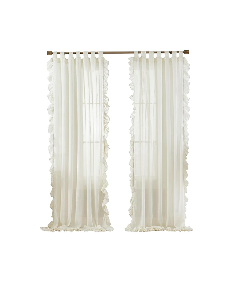 Bella 52" x 95" Sheer Ruffle Curtain Panel