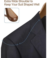 Wide Shoulder Suit Wooden Hangers Walnut 12 Pack