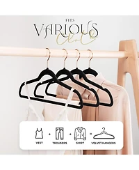 17.5 Inch Gold Hook Velvet Hangers White 60 Pack