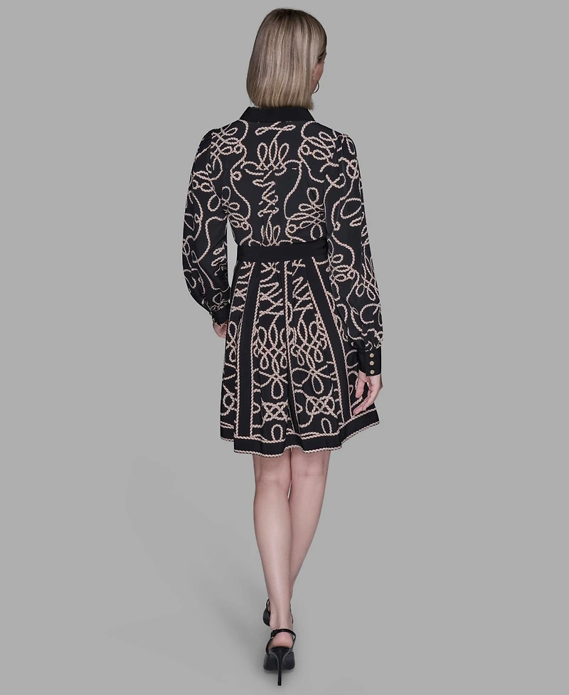 Karl Lagerfeld Paris Women's Printed Long Sleeves Dress