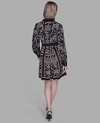 Karl Lagerfeld Paris Women's Printed Long Sleeves Dress