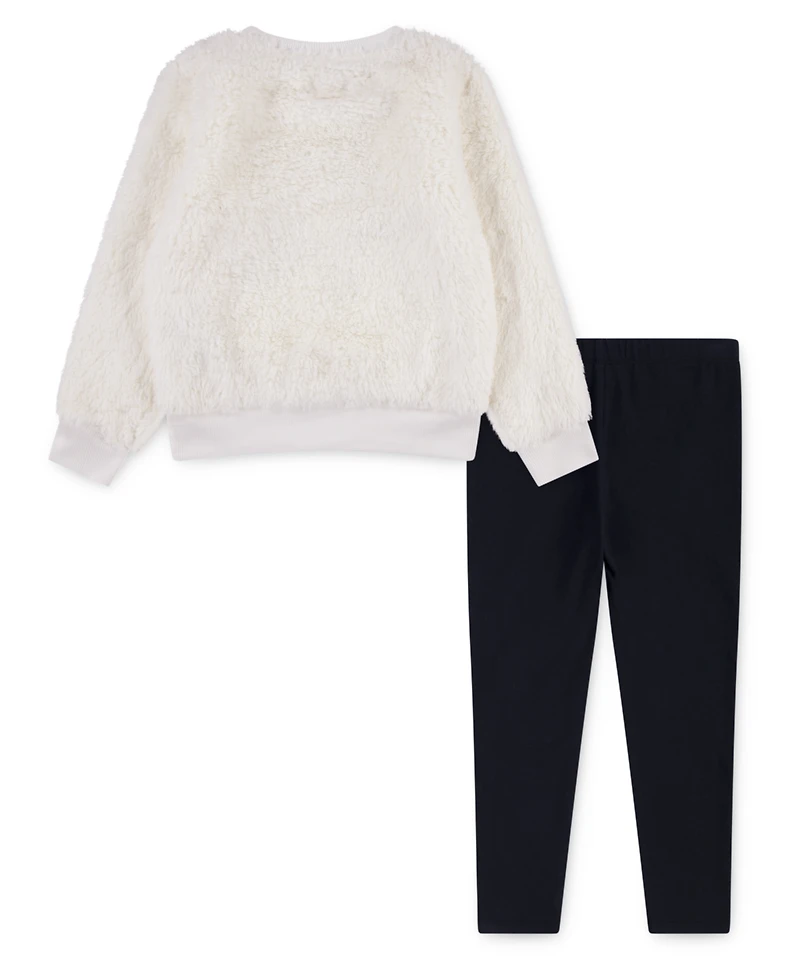 Levi's Little Girls 2-Piece Sherpa Crewneck Top and Leggings Set