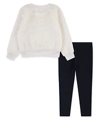 Levi's Little Girls 2-Piece Sherpa Crewneck Top and Leggings Set
