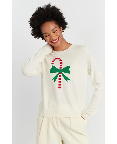 Chinti & Parker Women's Wool-Cashmere Candy Cane Sweater