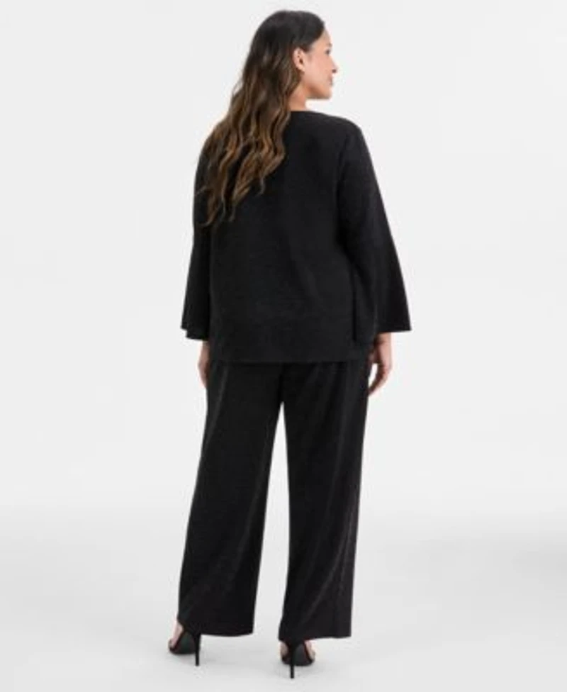 Ak Anne Klein Plus Size Bell Sleeve Top Wide Leg Pull On Pants