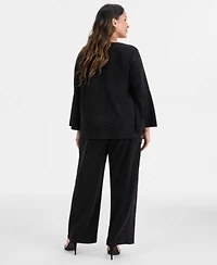 Ak Anne Klein Plus Size Bell Sleeve Top Wide Leg Pull On Pants