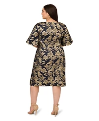 Adrianna Papell Plus Stretch Jacquard Midi Dress