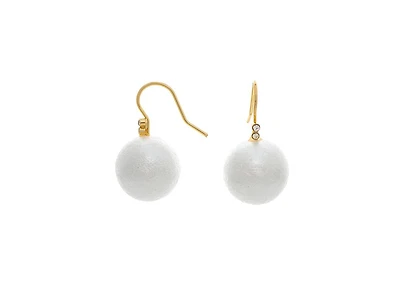 Textured Pearl Drop Earrings with Cz Accents
