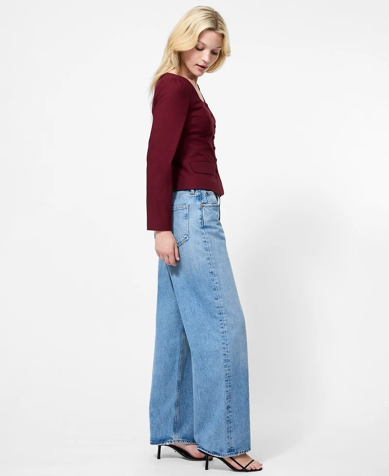 French Connection Women's Long Sleeves Poplin Top