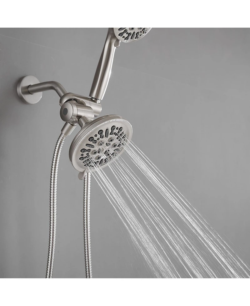 Greenspring Single-Handle 1-Spray Round Rain Shower Faucet Combo Set with Dual Function Pressure Balance Valve Brushed Nickel