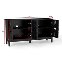 Casainc 60"L Large Storage cabinet with 4 Doors and Rebound Device