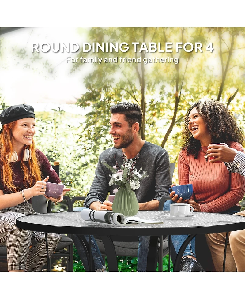 Outsunny 38" Round Patio Table, Tempe Glass Outdoor Dining Table,