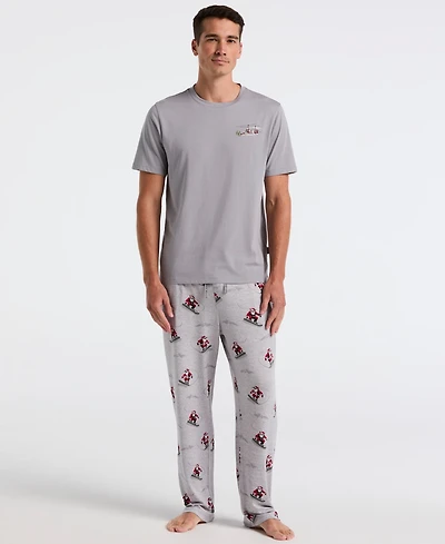 Perry Ellis Portfolio Men's Deluxe Snowboard Santa Print Sleep Pants