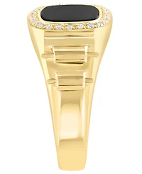 Effy Collection Men's Diamond (1/6 ct. t.w.) and Onyx (1-3/8 ct. t.w.) Ring in 14K Yellow Gold