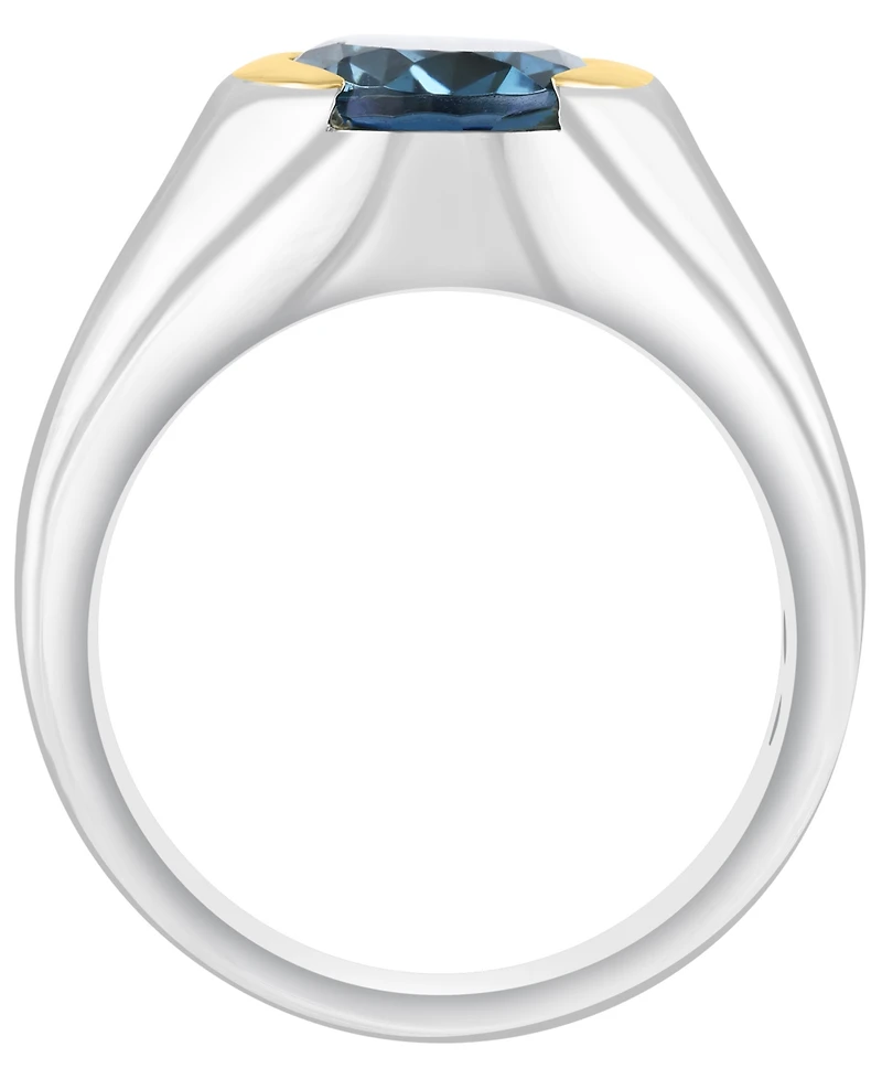 Effy Collection London Blue Topaz (6 ct. t.w.) and White Zircon (5/8 ct. t.w.) Ring in 14K Gold over Sterling Silver