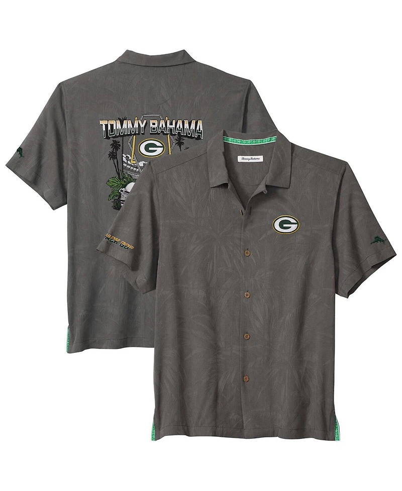 Tommy Bahama Men's Gray Green Bay Packers Endzone Paradise Coolmax Button-Up Shirt