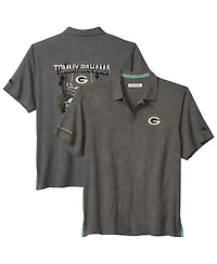 Tommy Bahama Men's Gray Green Bay Packers Endzone Paradise Coolmax Button-Up Shirt