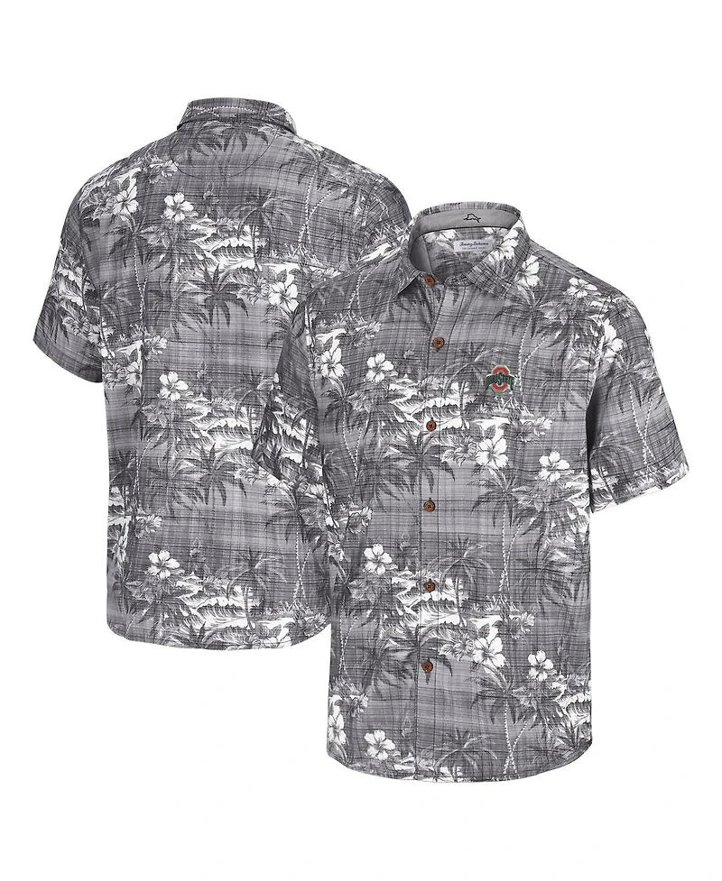 Tommy Bahama Men's Black Ohio State Buckeyes Coconut Point Isla Palmetta Camp Button-Up Shirt