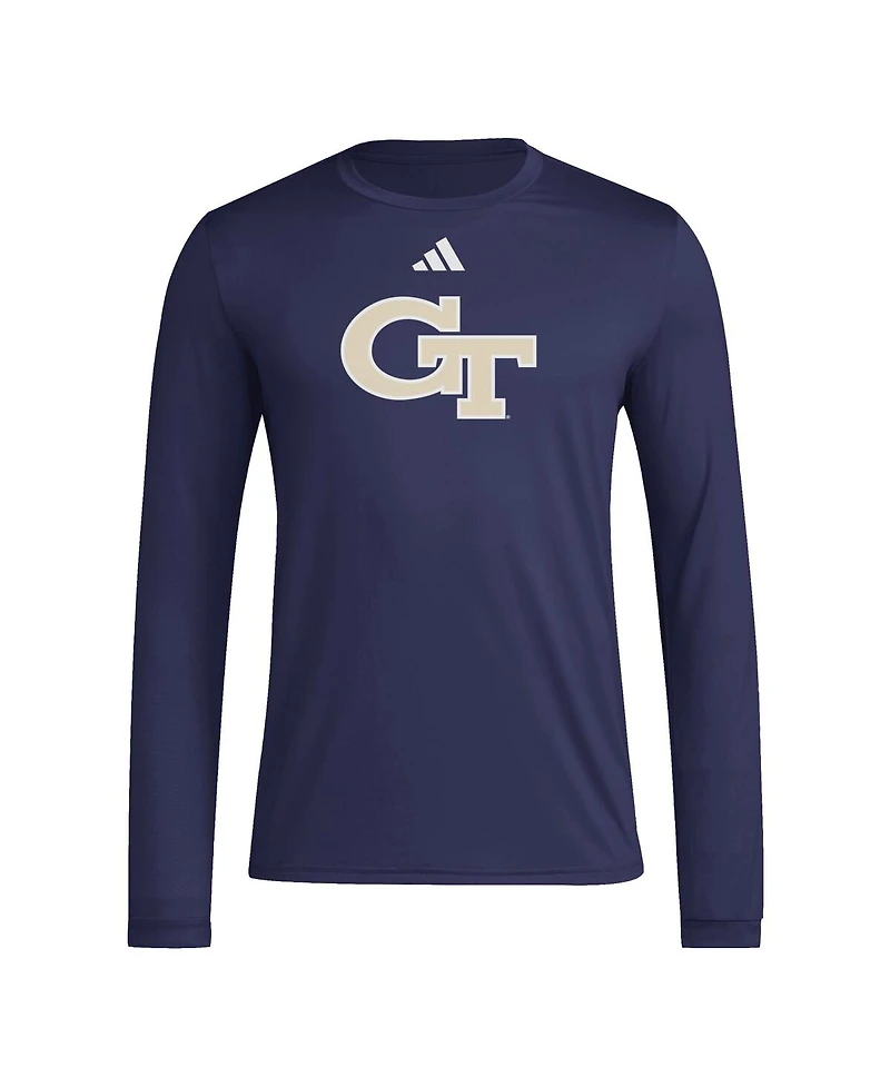 Adidas Men's Navy Georgia Tech Yellow Jackets Primary Locker Logo Pre-Game Long Sleeve T-Shirt