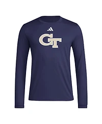 Adidas Men's Navy Georgia Tech Yellow Jackets Primary Locker Logo Pre-Game Long Sleeve T-Shirt