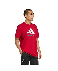 Adidas Men's Red Liverpool Three-Stripes Wordmark T-Shirt