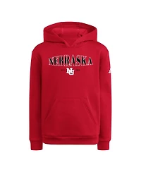 Adidas Big Boys and Girls Scarlet Nebraska Huskers Puffed Out Pullover Hoodie