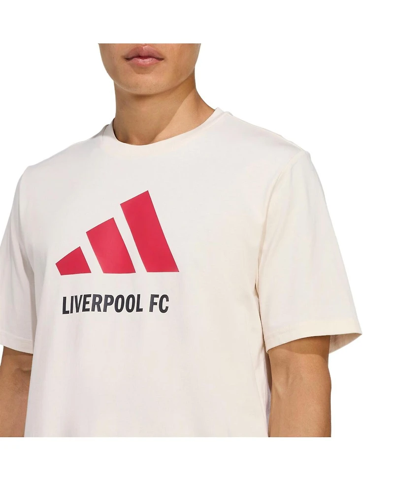 Adidas Men's White Liverpool Three-Stripes Wordmark T-Shirt