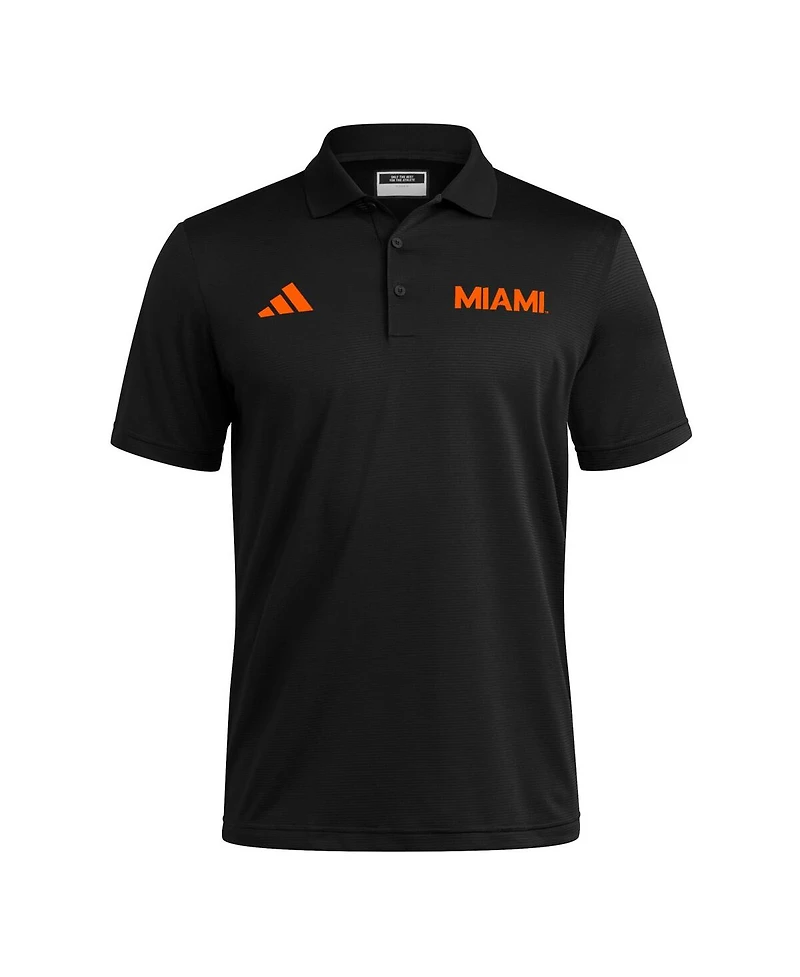 Adidas Men's Black Miami Hurricanes Ultimate 365 Ottoman Polo Shirt
