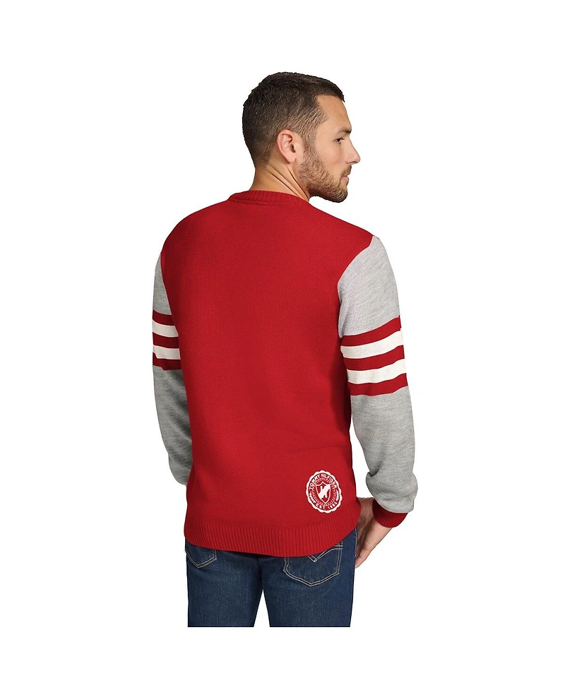 Tommy Hilfiger Men's Scarlet/Heather Gray San Francisco 49ers Acrylic Crewneck Pullover Sweatshirt