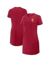 Fanatics Women's Cardinal Usc Trojans Ruched Drape T-Shirt Dress