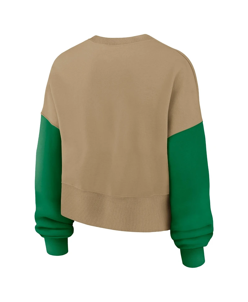 Nike Women's Tan Philadelphia Eagles Oversized Rewind Pullover Sweatshirt