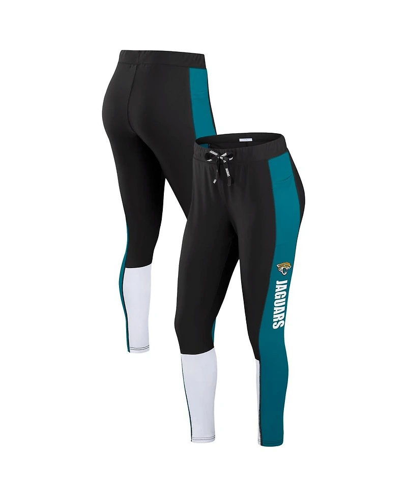 Wear by Erin Andrews Women's Black/Teal Jacksonville Jaguars Color-Block Leggings