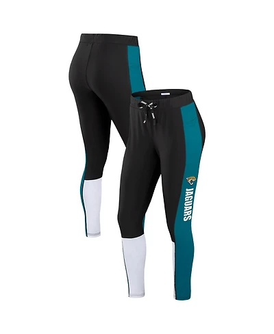 Wear by Erin Andrews Women's Black/Teal Jacksonville Jaguars Color-Block Leggings