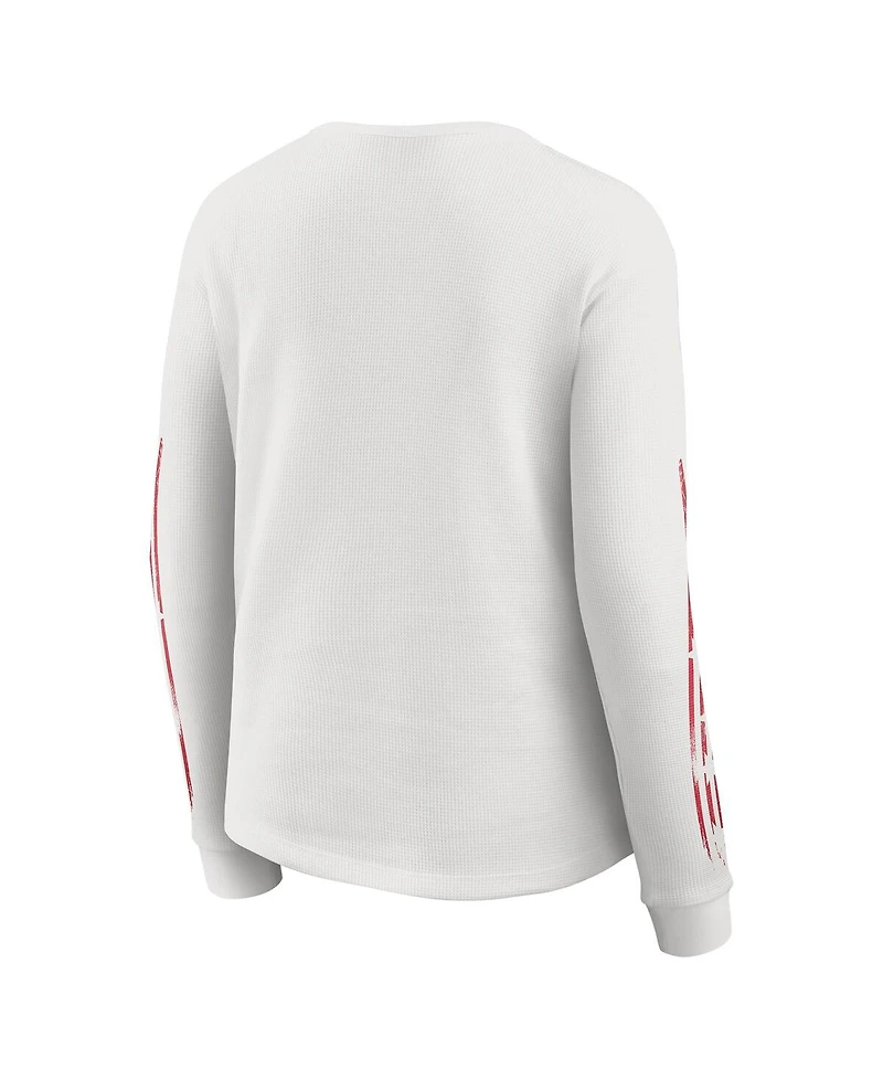 Wear by Erin Andrews Women's White Kansas City Chiefs Graphic Waffle Long-Sleeve T-Shirt