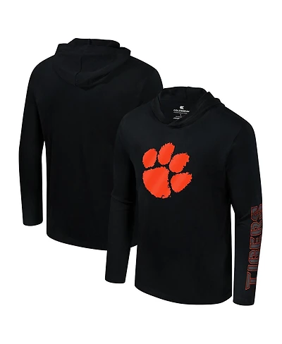 Colosseum Men's Black Clemson Tigers Color Pop Active Blend 2-Hit Long Sleeve Hooded T-Shirt