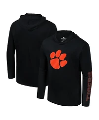 Colosseum Men's Black Clemson Tigers Color Pop Active Blend 2-Hit Long Sleeve Hooded T-Shirt