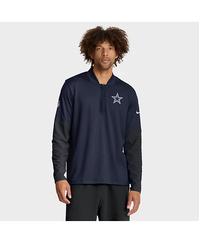 Nike Men's Navy Dallas Cowboys Sideline Dri-fit Half-Zip Pullover