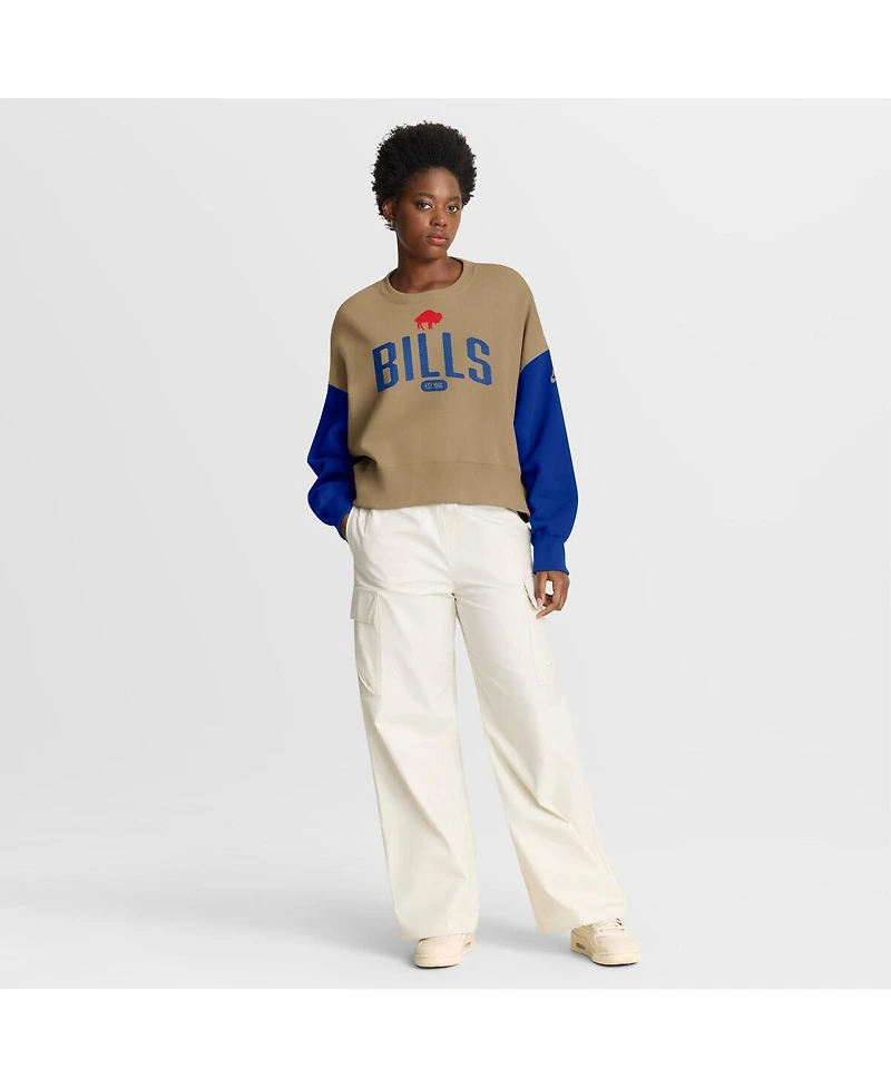 Nike Women's Tan Buffalo Bills Oversized Rewind Pullover Sweatshirt